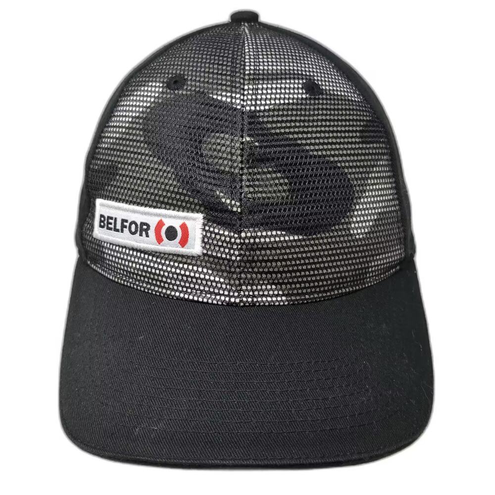 Fersten Snapback Hat Black White OS Belfor Mesh Front Adjustable Embroidered